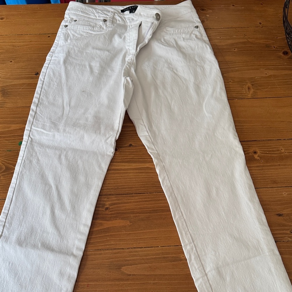 Zac & Rachel White Cropped Capri Pants Womens Size 10‎ Nylon Rayon Spandex